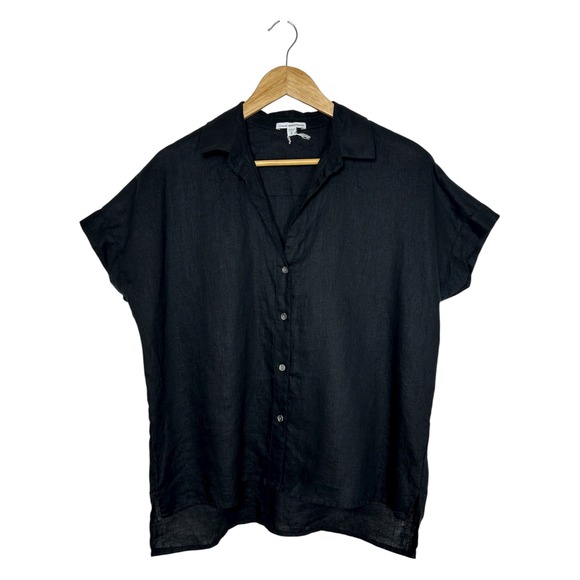 James Perse Tops - JAMES PERSE Linen Button Down Short Sleeve Boxy Relaxed Shirt 2/M